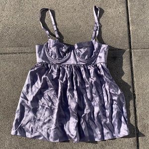 Moda international lilac silk bustier babydoll top